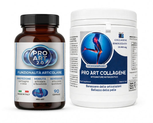 PRO ART 2.0 Capsule + Collagene Marino 10.000 mg – Kit Articolazioni 1 Mese
