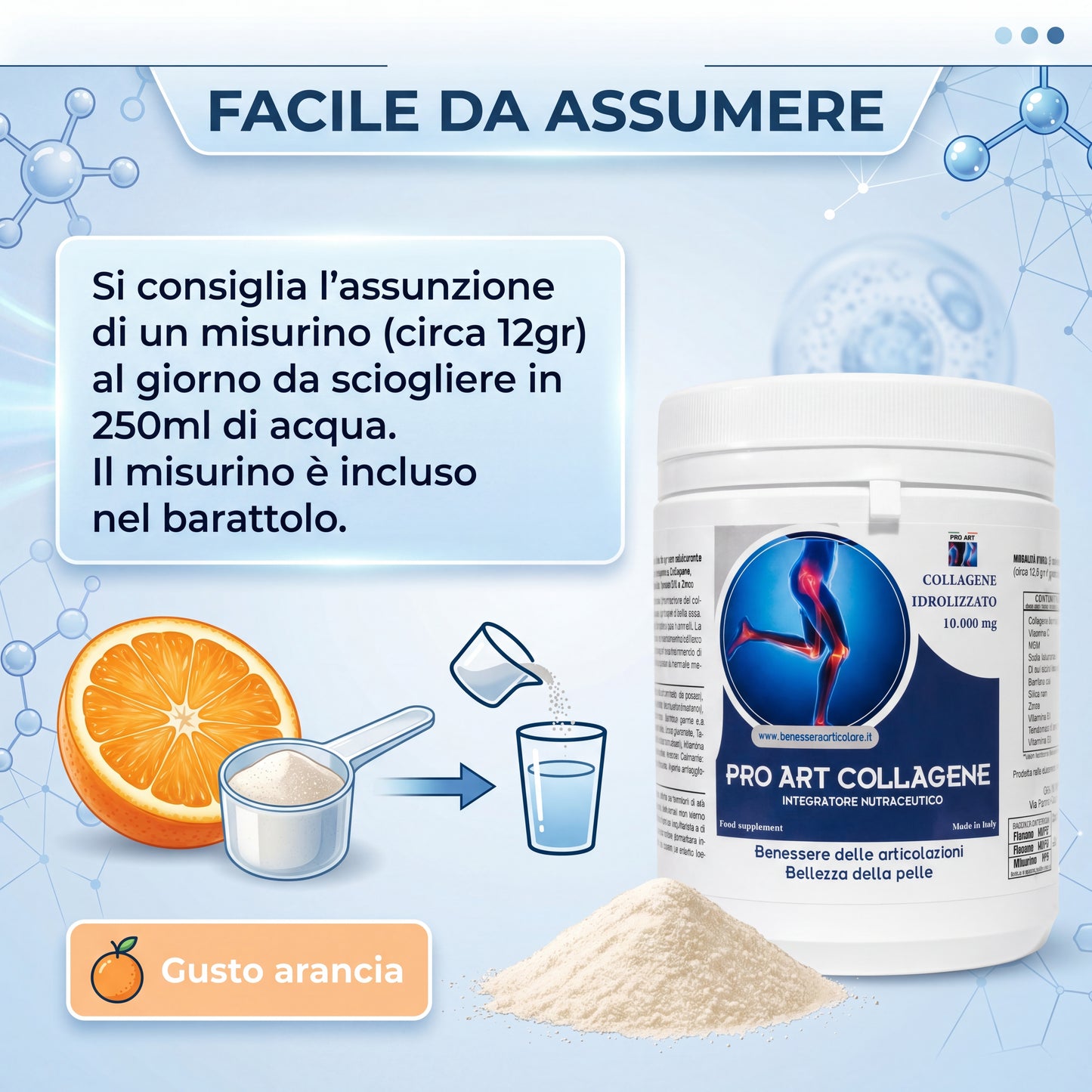PRO ART Collagene Marino 10.000 mg – Scorta 2 Mesi per Articolazioni e Pelle